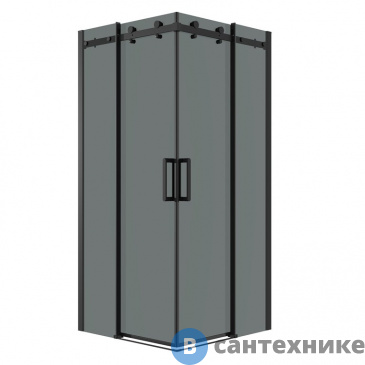картинка Душевое ограждение Grossman Classic 300.K33.04.1010.21.10 (100*100*195) квадрат, раздвижн, черн. мат, стекло тонированное, без поддона