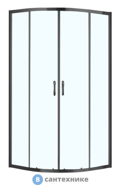 Душевое ограждение AZARIO MILTON 1000*1000*2000, без поддона, полукругл., стекло 6 мм, Easy clean, профиль чёрный (AZ-ND2142 1000 Black)