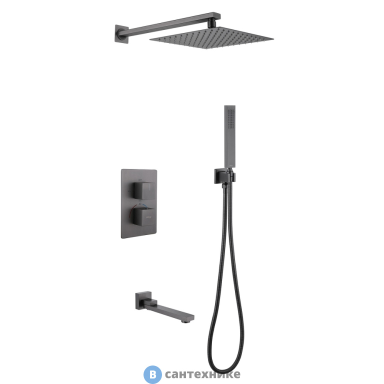 Душевая система ABBER Daheim AF8250NG скрытого монтажа с изливом, термостат, никель