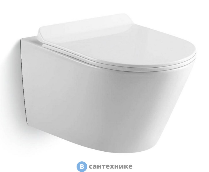 Унитаз Black&White W-703 подвесной Rimless / UF seat cover / Fixing screw (480x370x370)