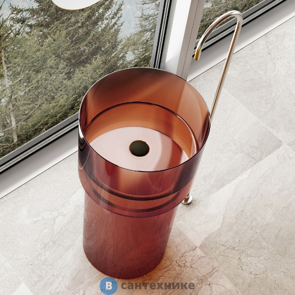 Раковина ABBER Kristall AT2701Opal-H, отдельностоящая прозрачная, коричневый