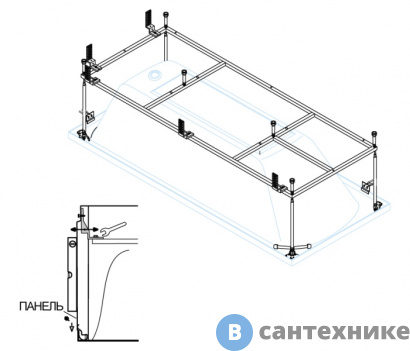 картинка Металлический каркас Cezares EMP-170-80-MF-R для акриловой ванны