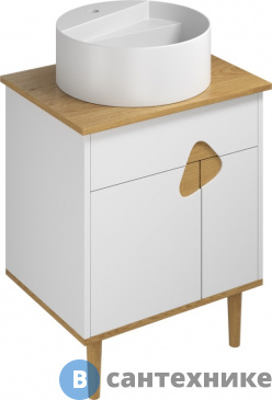 картинка Тумба с раковиной VOQ Sense 60 ultra white&natural oak (554545)