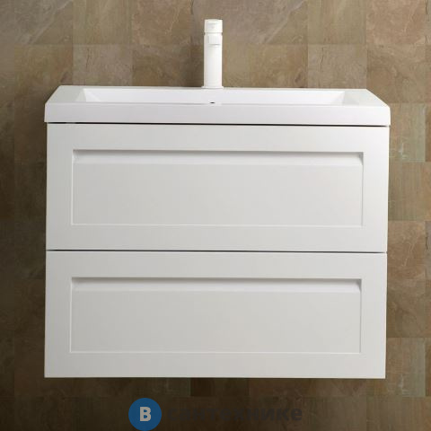 Тумба под раковину Art & MAX PLATINO AM-Platino-800-2C-SO-BM-Cer подвесная с двумя выкатными ящиками, белый матовый