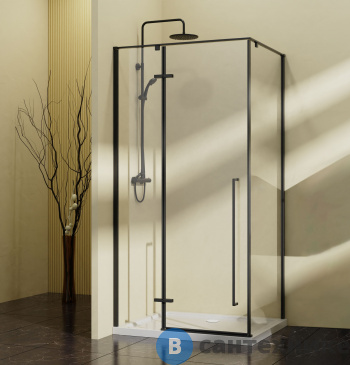 картинка Душевой уголок Vincea Slim-N VSR-5SN9090CLB, 900*900, черный, стекло прозрачное