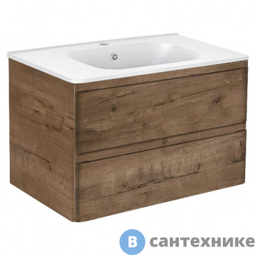 картинка Тумба под раковину Vincea Vico 800 подвесная, 2 выкатных ящика soft close, V.Oak (VMC-2V800VO)