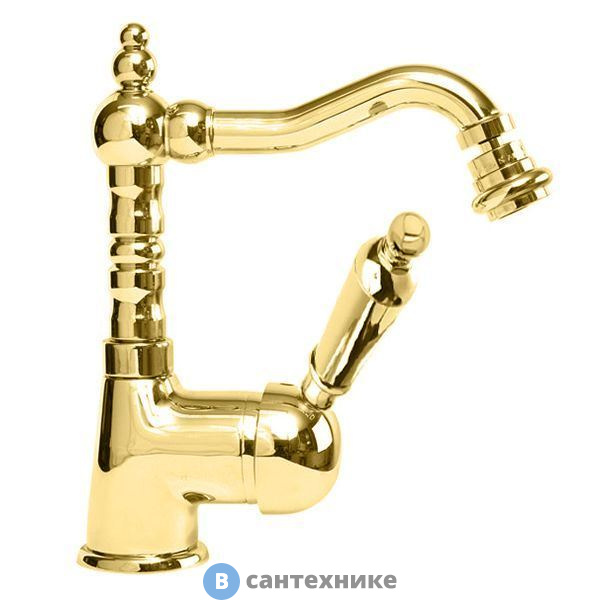 Смеситель Cezares ELITE-BSM2-03-M на биде однорычажный c донным клапаном, золото, ручка золото