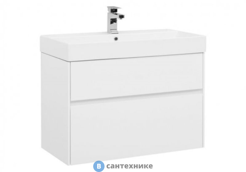 Тумба под раковину Aquanet Бруклин 85 белый глянец (203960)