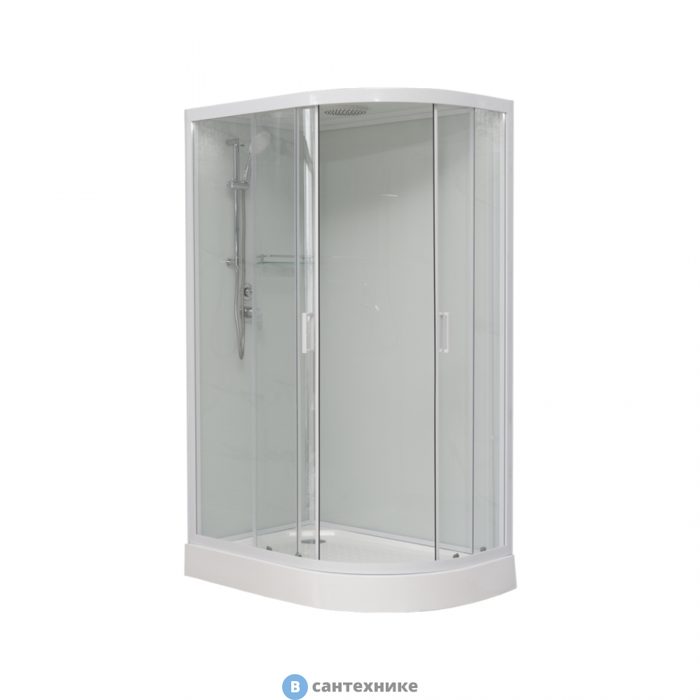 Душевая кабина Sapbox 1100L (1100*800*2100) крыша стекло, стекло белый/прозрач 4 мм, профиль белый (SB1100L-110-02-WTR-W)