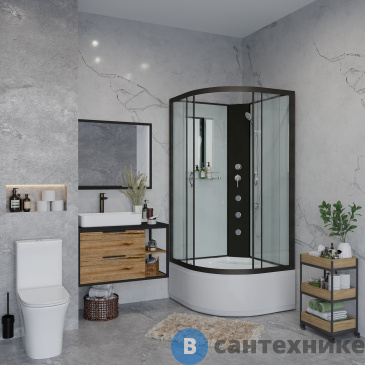 картинка Душевая кабина Niagara NG-6709-14BKG (1000х1000х2000) высокий поддон (45см), стекло прозрачное, черные профиля