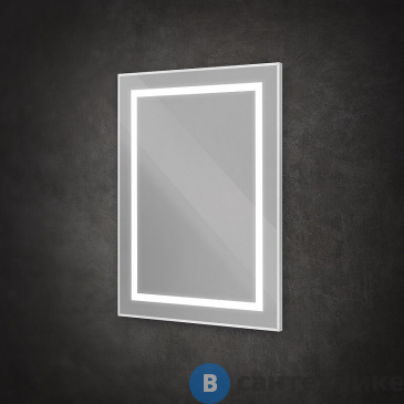 картинка Зеркало BelBagno SPC-KRAFT-500-800-SENS-AL в алюминиевой раме со встроенным светильником и сенсорным выключателем по периметру рамы, 500x800x32 мм