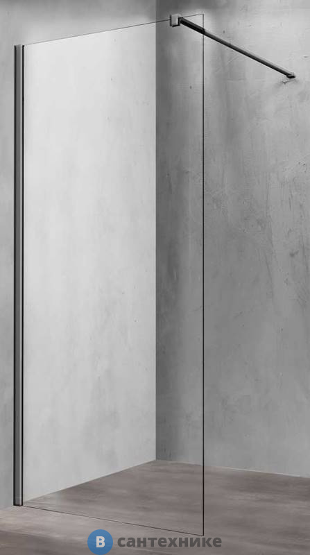 Душевая перегородка Vincea Walk-In VSW-1H110CLGM, 1100*2000, вороненая сталь, стекло прозрачное