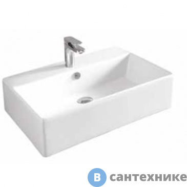 картинка Раковина ArtCeram QUADRO накладная/подвесная 65х48 см, с 1 отв под смеситель, со слив переливом, белый (QUL003 01 00)