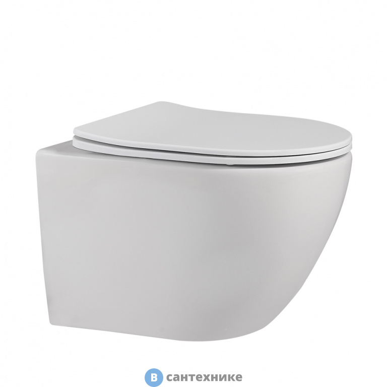 Унитаз ABBER Bequem AC1100MW подвесной белый матовый, безободковый, сиденье дюропласт микролифт