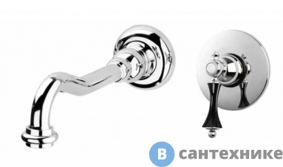 картинка Смеситель Cezares MARGOT-BLS1-01-N встраиваемый однорычажный для раковины, хром, ручки черные