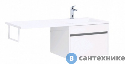 картинка Тумба под раковину Aquanet Токио 58 подвесная 1 ящик белый глянец (236916)