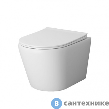 картинка Унитаз подвесной Grossman GR-4478MS Fly (520*360*350) белый мат., с тонкой крышкой, безободковый