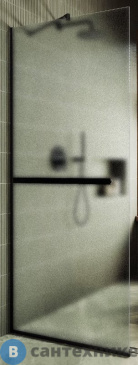 картинка Душевая перегородка в профиле MaybahGlass 1950*790 Стекло 8 мм Сатин +Полотенцесушитель (MGD-731-6у)