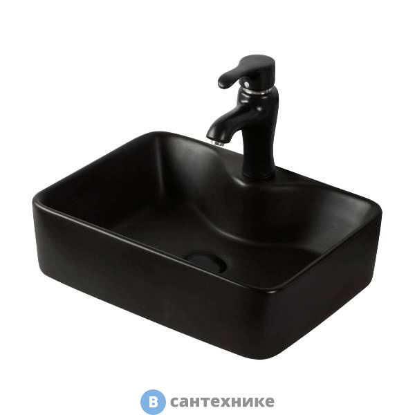 Раковина Orange B01-475MB накладная чёрная матовая, 480х370х135 мм