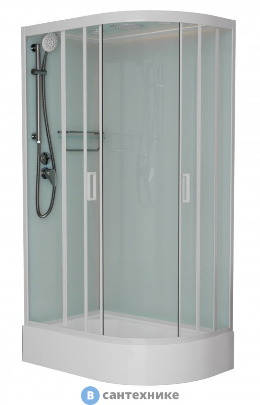 Душевая кабина Frank F412/1L М White левосторонняя средний поддон матовое стекло