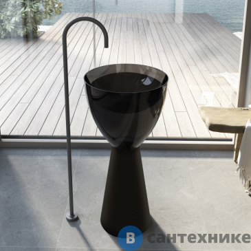 картинка Раковина ABBER AT2703Onyx-Black черный/черный матовый отдельностоящая прозрачная