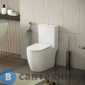 Унитаз напольный Grossman Classic GR-4484SQ (700х385х745) безободковый, белый, моноблок с тонкой крышкой, микролифт, смыв торнадо
