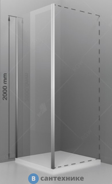 Боковая панель для ограждения 90*200 RGW Z-050-3 хром/прозрачное/6 мм (352205309-11)