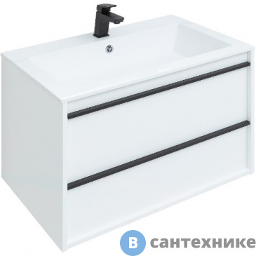 картинка Тумба под раковину Aquanet Lino 80 белый матовый (253903)