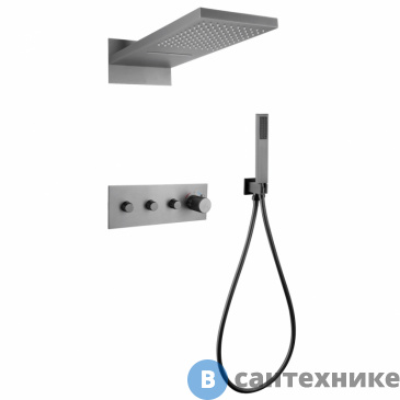 картинка Душевая система ABBER Rund AF8752NG скрытого монтажа без излива, термостат, никель