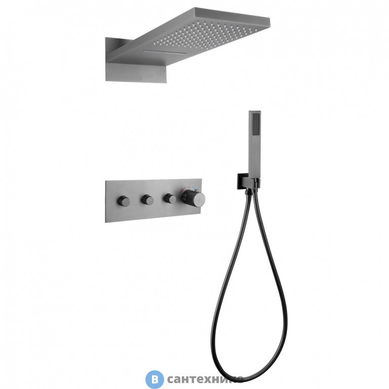 Душевая система ABBER Rund AF8752NG скрытого монтажа без излива, термостат, никель