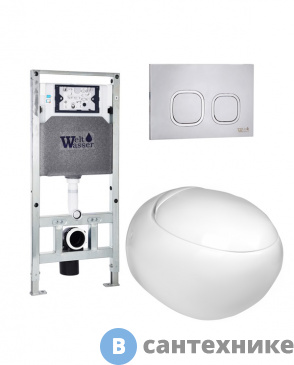 картинка Унитаз с инсталляцией WELTWASSER и кнопкой смыва (AMBERG 506 ST + JECKENBACH 004 GL-WT + AMBERG RD-MT CR)