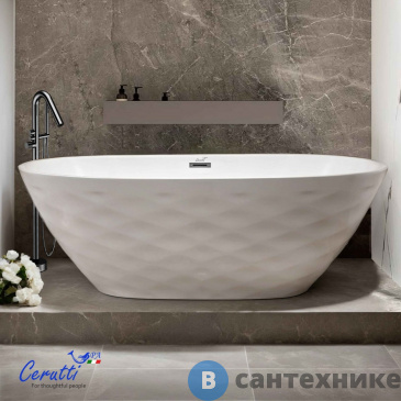 картинка Ванна акриловая Ceruttispa TONIA170 (1700x750х600) отдельностоящая, со сливом-переливом (CT11230)