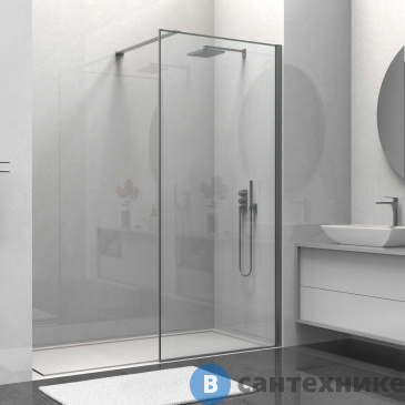 картинка Душевая перегородка Vincea Walk-In VSW-1HS900CLGM, 900*2000, вороненая сталь, стекло прозрачное