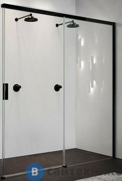 картинка Дверь для душа NOVELLINI OPERA 1190-1210х2000 мм, раздвижная, правая, без боковой стенки, профиль чёрный матовый, стекло прозрачное (OPEPH119D-1H)