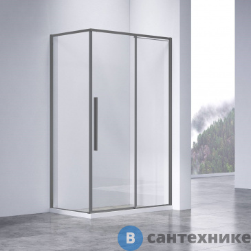 картинка Душевой уголок Vincea Slim-N VSR-4SN9011CLGM, 1100*900, вороненая сталь, стекло прозрачное, без поддона