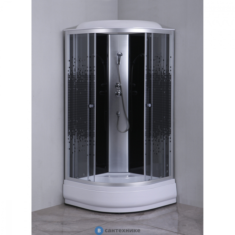 Душевая кабина Loranto CS-6610-25K 100*100*215 узор мозаика, прозрачное стекло, профиль хром