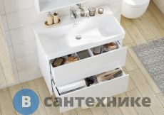 Тумба под раковину Акватон Сканди 80 Белый матовый/Белый глянец (1A283001SD010)