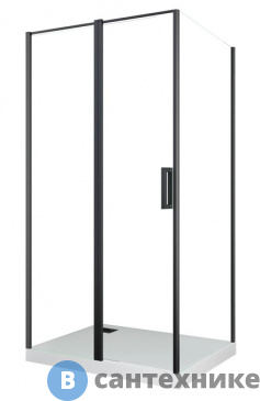 картинка Душевой уголок Cerutti VICTORIA120B (90x120x195) стекло проз.,чёрный алюм.проф., без поддона