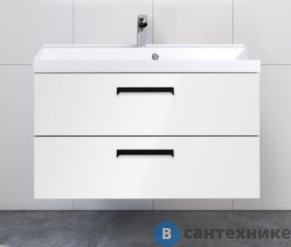 картинка Тумба под раковину BelBagno 90 см AURORA-900-2C-SO-BL подвесная с двумя выкатными ящиками, Bianco Lucido