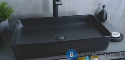 картинка Раковина накладная GID-ceramic Bm9396 черный матовый (600х340х110)