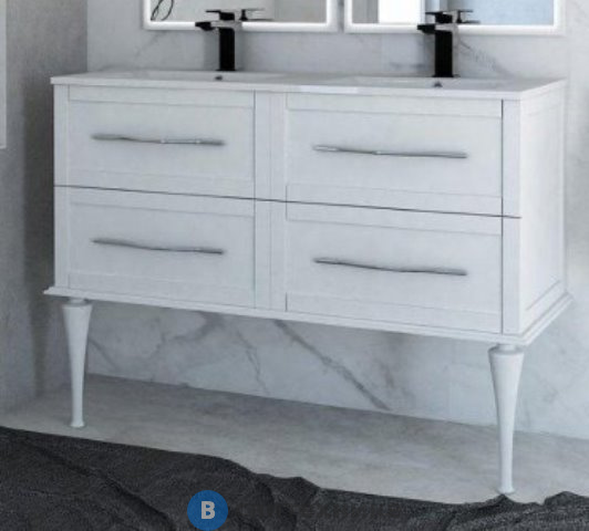 Тумба под раковину Cezares TIFFANY 54954 с 4-мя выдвижными ящиками, Bianco opaco, 120x46x55