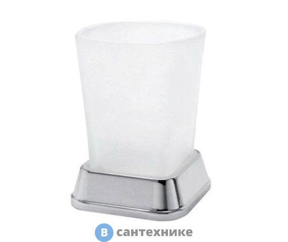Стакан для зубных щеток WasserKRAFT Amper K-5428 металл, хромоникелевое покрытие, матовое стекло