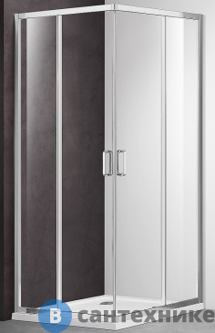 картинка Душевой уголок Aquatek Ария AQNAA1142-80 800x800x2000, квадратный, двери раздвижные, профиль хром, стекло прозрачное, без поддона