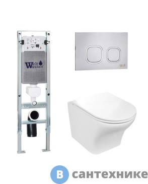 картинка Унитаз с инсталляцией WELTWASSER и кнопкой смыва (AMBERG 350 ST + ODENBACH 004 GL-WT + AMBERG RD-MT CR)