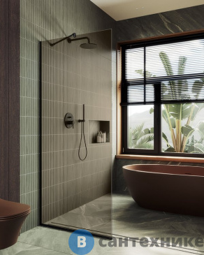 картинка Душевая перегородка в профиле MaybahGlass 1950*690 Стекло 8 мм Бронза (MGD-702-6у)