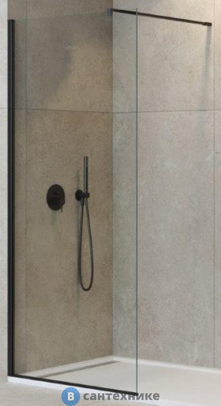 Душевая перегородка Cezares LIBERTA-L-1-70-C-NERO с односторонним входом, стекло прозрачное, профиль чёрный, 700x1950 мм