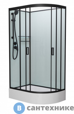 картинка Душевая кабина Frank F412/1L Black левосторонняя средний поддон б/к (без крыши)
