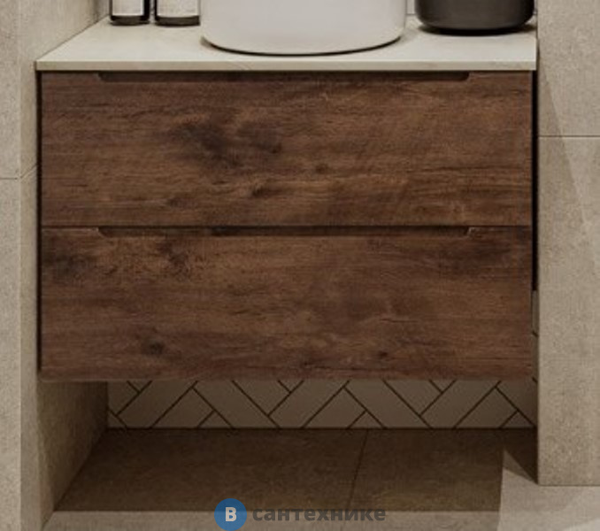 Тумба BelBagno ETNA 80 со столешницей и накладной раковиной подвесная, etna80rw-kepmno-1306-set