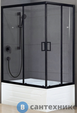 картинка Душевой уголок Royal Bath RB 8100BP-T-BL  L 1000x800x2000 (прозрачная) (RB8100BP-T-BL-L)