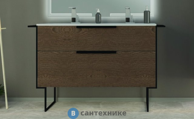 Тумба под раковину Cezares URBAN с двумя выдвижными ящиками 55161 Frassino scuro, 120x46x62